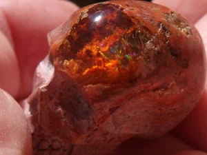 60.14 Carats Mexican Matrix Fire Opal Skull Gem Carving - Picture 1 of 24