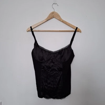 DOLCE & GABBANA 2000 De Colección Negro Seda Cremallera Trasera Corsé Top Talla 46 UK XL Foto 1 de 4