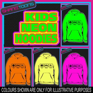 EAT SLEEP SWIM SWIMMING NEON FLUORESCENT BRIGHT ELECTRIC KIDS HOODIE HOODY - Picture 1 of 1