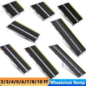 2-10ft Folding Aluminum Wheelchair Ramp Portable Mobility Scooter Non-Slip 600LB - Picture 1 of 84