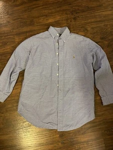 Ralph Lauren Yarmouth men's blue button down Check Plaid Shirt Sz. 15 1/2. 32/33 - Picture 1 of 4
