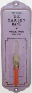 Vintage egg timer THE MADISON BANK Since 1885 metal wall hanging Madison Kansas - Picture 1 of 4
