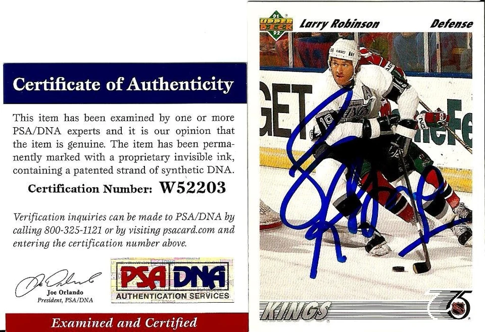 1991 UD Larry Robinson LOS ANGELES KINGS Signed Trading Card PSA/DNA COA #2 - Image 1 of 1