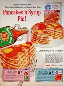 1958 Pillsbury Buttermilk Pancake Vermont Maid Sirup Vintage Print Ad 5 ¢ Coupons - Bild 1 von 1