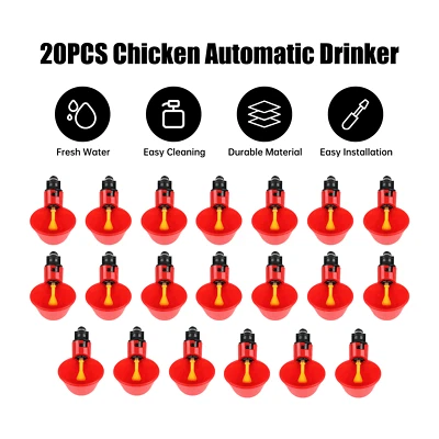 20PCS Automatic Water Cup Poultry Drinker Feeder Chicken Duck Hen Quail Drinking - Image 1 of 4
