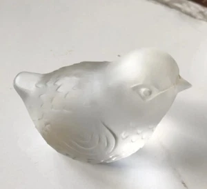 Baccarat French Crystal Frosted Quail Figurine Paperweight 2.75" - Picture 1 of 6