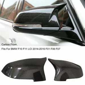 Carbon Fiber Side Wing Mirror Cover Cap For BMW F10 F11 LCI 2014-16 F01 F06 F07 - Picture 1 of 11