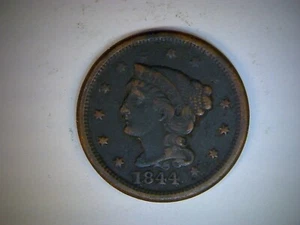 1844 U.S. LARGE CENT, BRAIDED HAIR CENT,   - Bild 1 von 2