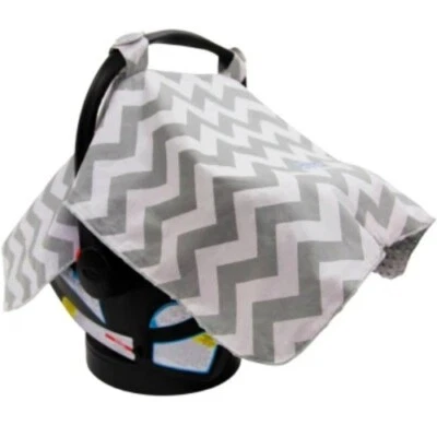 Carseat Canopy Gray Grey Minky Chevron 26072 Chevy - Image 1 of 4