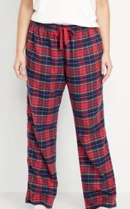 Neu Old Navy mittelhohe Flanell Pyjamahose für Damen marineblau grün Tartan 2X neu mit Etikett - Bild 1 von 11
