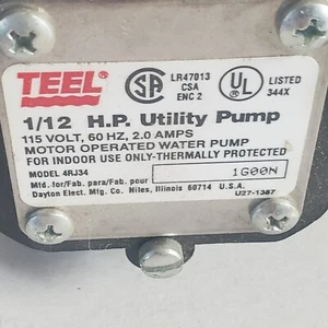Teel LIGHT WEIGHT UTILITY PUMP , 1/12-HP , 4RJ34 , 115V 60 HZ , 2 AMP - Picture 1 of 5
