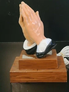 Vintage Lighted Ceramic Lighted Prayer Praying Hands - Picture 1 of 11