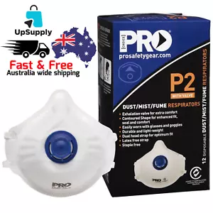 ProChoice Valved P2 Respirators 12 Pack, Disposable, Extra Airflow, Latex-Free - Picture 1 of 1