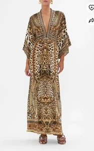 Camilla Standing Ovation Silk Waist Tie Long Kaftan Dress Leopard L/XL 16 $849 - Picture 1 of 15