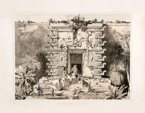 Frederick Catherwood: "Porta di Teocallis a Uxmal" (1844) — Stampa d'arte - Foto 1 di 7