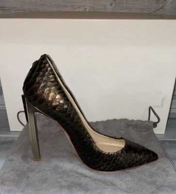 Ralph & Russo scarpa con tacco donna woman pelle di pitone size Eu 35 nero RR03 - Immagine 1 di 4