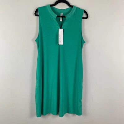 Dear Scarlett Lizzy Sleeveless Tank Dress Size Large Green Pockets Stretch - Image 1 of 4