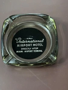 RARE Vintage Miami International Airport Small green toned Glass Ashtray - Picture 1 of 7