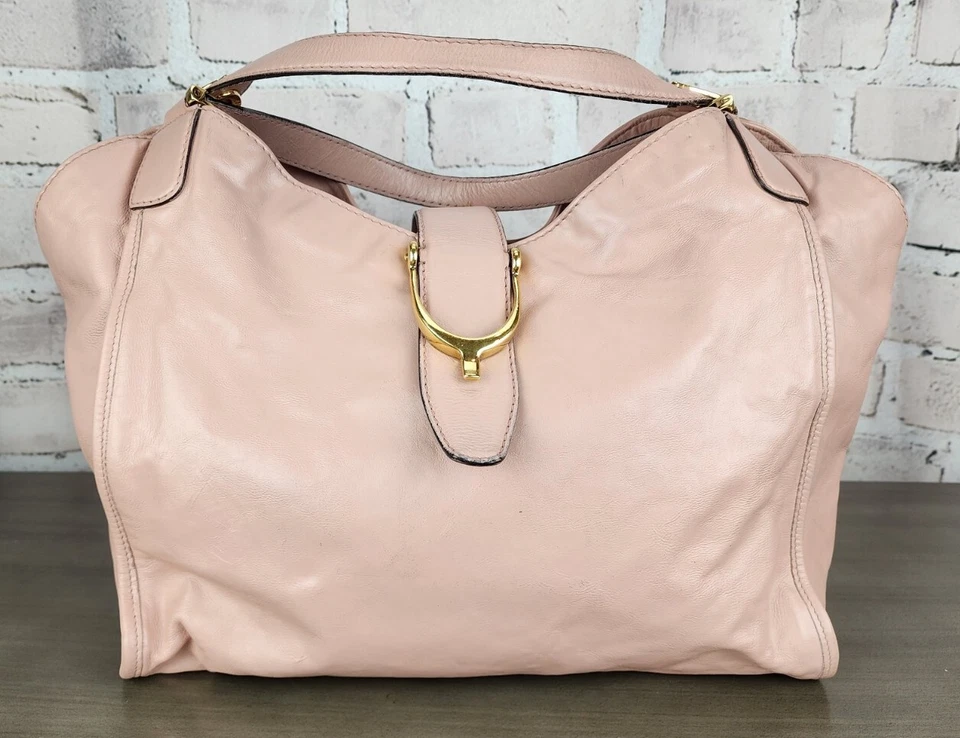 古驰柔软 Stirrup 水饺包腮红粉色 GG 帆布托特包钱包 - 查看注释! — 第 1/4 张图片