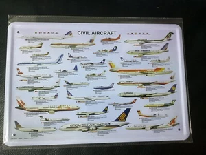 Cartel de chapa 20x30 resumen avión civil aviones civiles, cartel de hojalata decoración K1 - Imagen 1 de 2