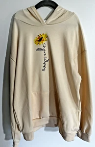 SHEIN Kids Girl Long Sleeve Hoodie Large (11-12Y) Yellow Sunflower/ Share Happy - Picture 1 of 11