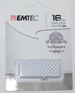 Emtec 16 GB Flash Drive USB 2.0 Wallpaper White NEW - Picture 1 of 3