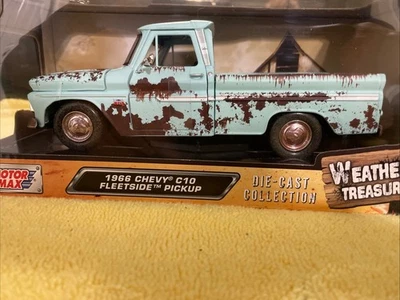 Chevy C10 Fleetside 1966 camioneta Motor Max 1:24 verde claro tesoros climáticos Foto 1 de 4