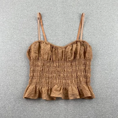 Top Cami Nordstrom Edición Abierta Para Mujer S Marrón Tostado Fruncido Transparente Volantes Coqueta Foto 1 de 4