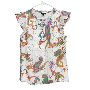 Talbots Paisley Print Sleeveless Ruffle Blouse Top - Women's Size S NEW - Picture 1 of 6