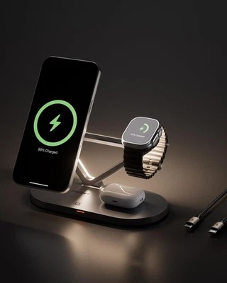 Mag-Safe Wireless Charger Stand - 3-in-1 Wireless Charging Station, Qi2 Certi... - Image 1 of 4