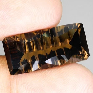 Achteck Konkavschliff Natur Top Rauchquarz Brasilien 18,25ct 25x12mm Edelstein - Bild 1 von 14