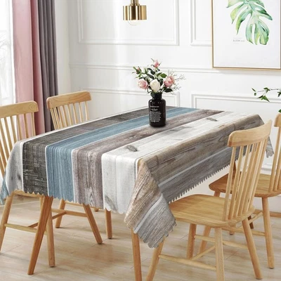 54x86inches Rustic Wood Tablecloth Blue Grey Grunge Wood Planks Barn Themed R... - Image 1 of 4
