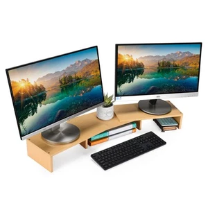 Dual Monitor Riser, Set of 3 - Elevate Your Workspace with Adjustable Monitor... - Picture 1 of 7