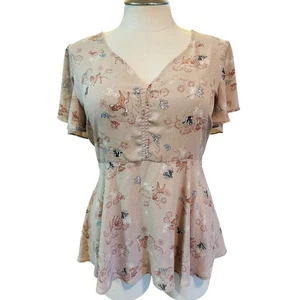 Blusa Top Babydoll Torrid Talla Grande 3 Disney Bambi Georgette Manga Acampanada 3X - Imagen 1 de 3
