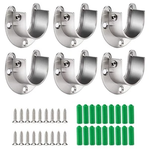 6 Pcs Stainless Steel Closet Rod End Supports for Closet Shelf Wardrobe Curtain - Picture 1 of 7