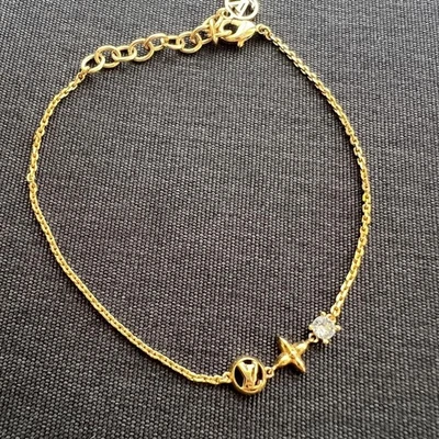 EXC Louis Vuitton Petit Louis Bracelet Rhinestones LV Logo M00374 From Japan YZ - Image 1 of 4
