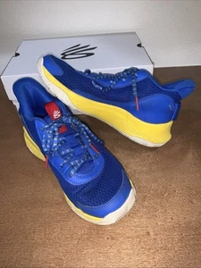 UNDER ARMOUR Curry Blue Yellow 327 Youth Kids Basketball Sneakers SIZE 6Y - Picture 1 of 9