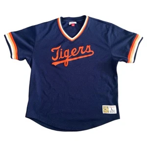 Camiseta deportiva Mitchell & Ness Detroit Tigers Cooperstown malla de bateo azul cuello en V - Imagen 1 de 7