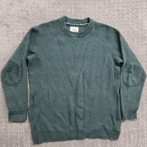 Fat Face Chunky Knit Sweater Mens 2XL Tall Jade Green Elbow Pads Crewneck - Picture 1 of 9