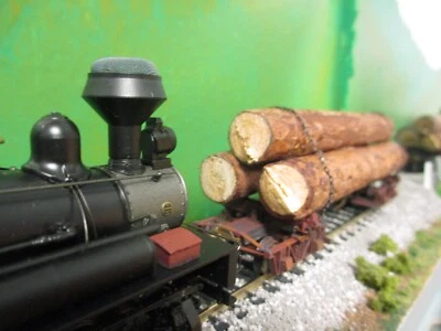 HO Scale Genuine Pine Log Load Shay Kadee Skeleton Log Car 4 Loads - Image 1 of 4