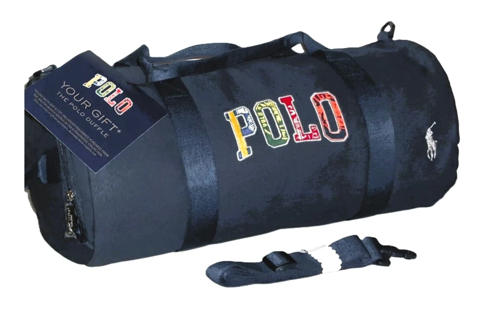 Ralph Lauren Polo Fragrance Navy Blue Unisex Duffle Bag W/ Logo Patch & Strap