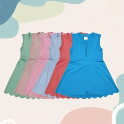 Hermanos Bebés Niñas Yoga Cremallera Ropa Activa Skort Hasta la Rodilla Vestidos Foto 1 de 4