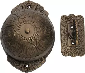 antique brass ornate manual door bell with turn handle,door ringer,TH 5507 - Picture 1 of 5