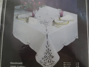 Nuevo en Paquete Mantel de Algodón Belcrest ANASTASIA BATTENBURG ENCAJE y 8 Servilletas--68" x 86" - Imagen 1 de 8