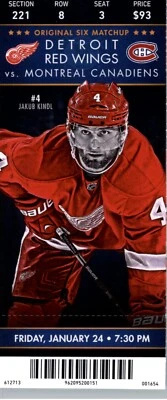 Montreal Canadiens vs Detroit Red Wings 1/24/2014 Full Ticket - Jakub Kindl - Image 1 of 2