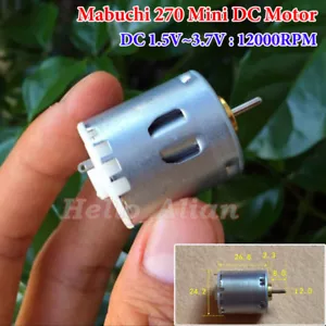 DC 1.5V 3V 3.7V 12000RPM High Speed Mabuchi 270 Micro DC Motor DIY Hobby Toy Car - Picture 1 of 7