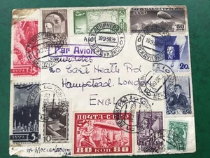 Russia with zeppelins, airmail and rare stamps from 1930’s on a cover to England - Picture 1 of 6