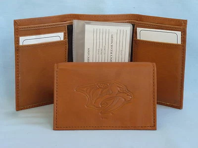 NASHVILLE PREDATORS кожаный тройной бумажник новый коричневый 2 - Изображение 1 из 4