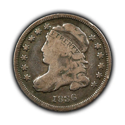 1836 10c Capped Bust Silver Dime - Deep Patina - SKU-Y5857 - Image 1 of 4