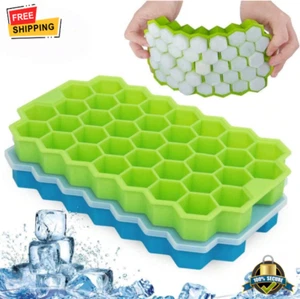 Silicone Honeycomb Ice Tray - 37-Cell Mold with Cover, Easy to Demold & Stack - Picture 1 of 6